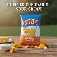 Ruffles Potato Chips 60.2g Bag Crispy Ridges Bold Cheddar & Sour Cream Flavor for Snack Time - SANI-LLC