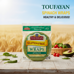 Toufayan Gluten Free Tortilla Wraps 6 Count (11 oz) Spinach Flavor Certified Vegan, Resealable Freshness For Sandwiches, Pinwheels & Meal Prep - SANI-LLC