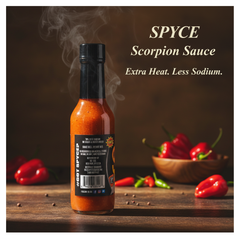 SPYCE Scorpion Pepper Hot Sauce 5 fl oz 70% Less Sodium No Sugar Added For Flavorful Cooking & Dipping - SANI-LLC