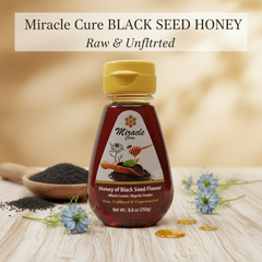 Miracle Cure Black Seed Honey 8.8 oz (250g) Raw Unfiltered & Unpasteurized Pure Natural for Wellness & Sweetener - SANI-LLC