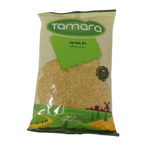 Tamara Jarish #1 fine crushed wheat in a 2lb bag, premium durum wheat for Middle Eastern porridge and soups, authentic Jareesh.