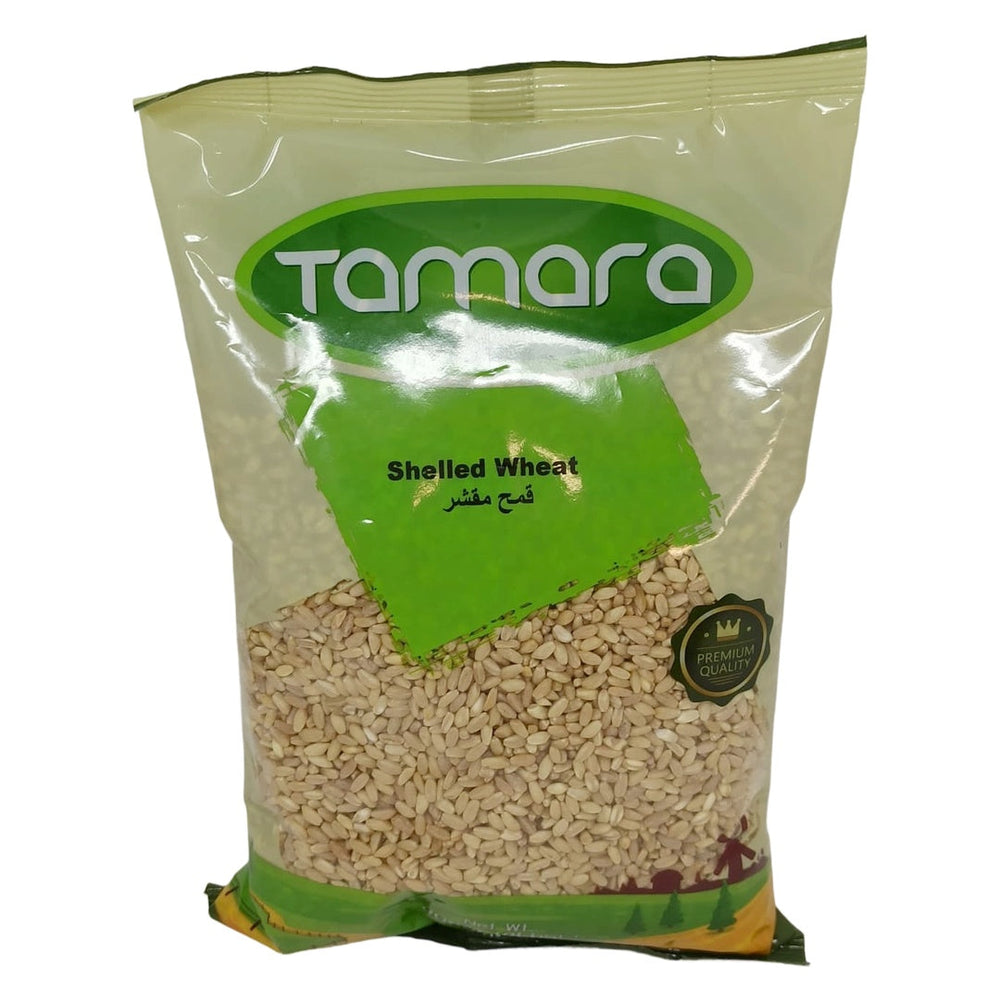 Tamara Shelled Wheat 2lb bag with hulled durum wheat berries for traditional harees, soups, and healthy grain salads.