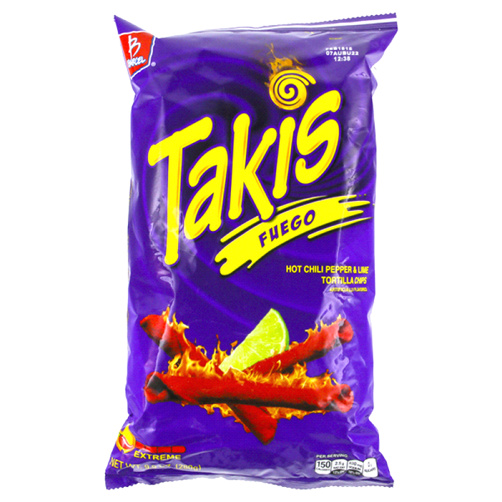 Barcel Takis Fuego Hot Chili Pepper & Lime Flavored Corn Tortilla Chips Snacks One 9.9 oz Bag (Pack of 01) - 1PaysLess