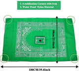 Islamic Muslim Rug Travel Prayer || Mat with compass Pocket Sized Carry Bag Cover 4x5inch|| Mat 60x100cm|| Green