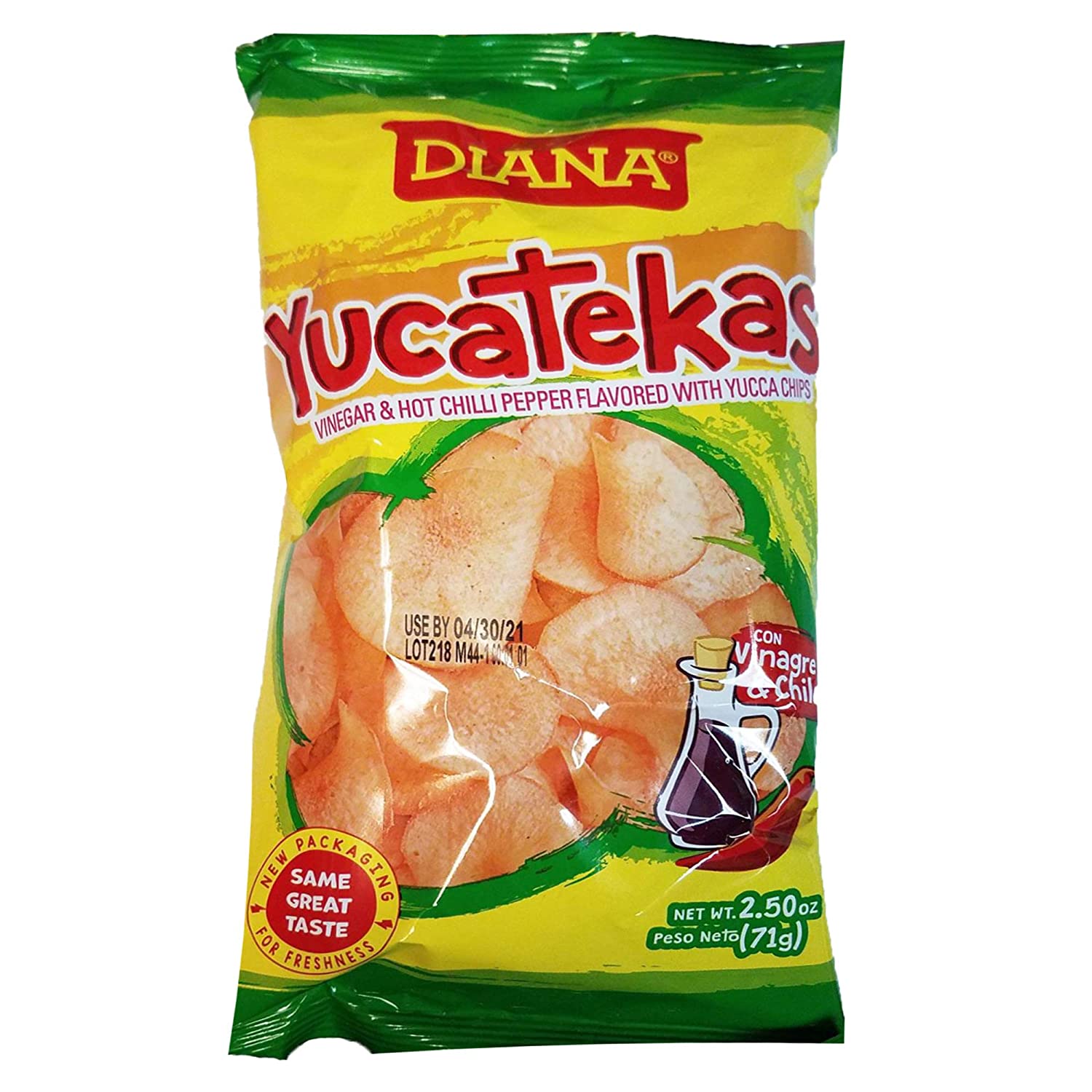 Diana Yucatekas || ( VINEGAR & HOT CHILLI PEPPER FLAVORED WITH YUCCA CHIPS) 2.50 Oz || 71g || same great taste - 1PaysLess