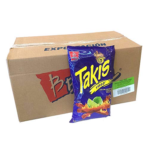 Barcel Takis Fuego Hot Chili Pepper & Lime Flavored Corn Tortilla Chips Snacks One 9.9 oz Bag 12 Count - 1PaysLess