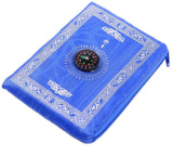 Islamic Muslim Rug Travel Prayer |Mat with compass Pocket Sized Carry Bag Cover 4x5inch | Mat 60x100cm | Blue
