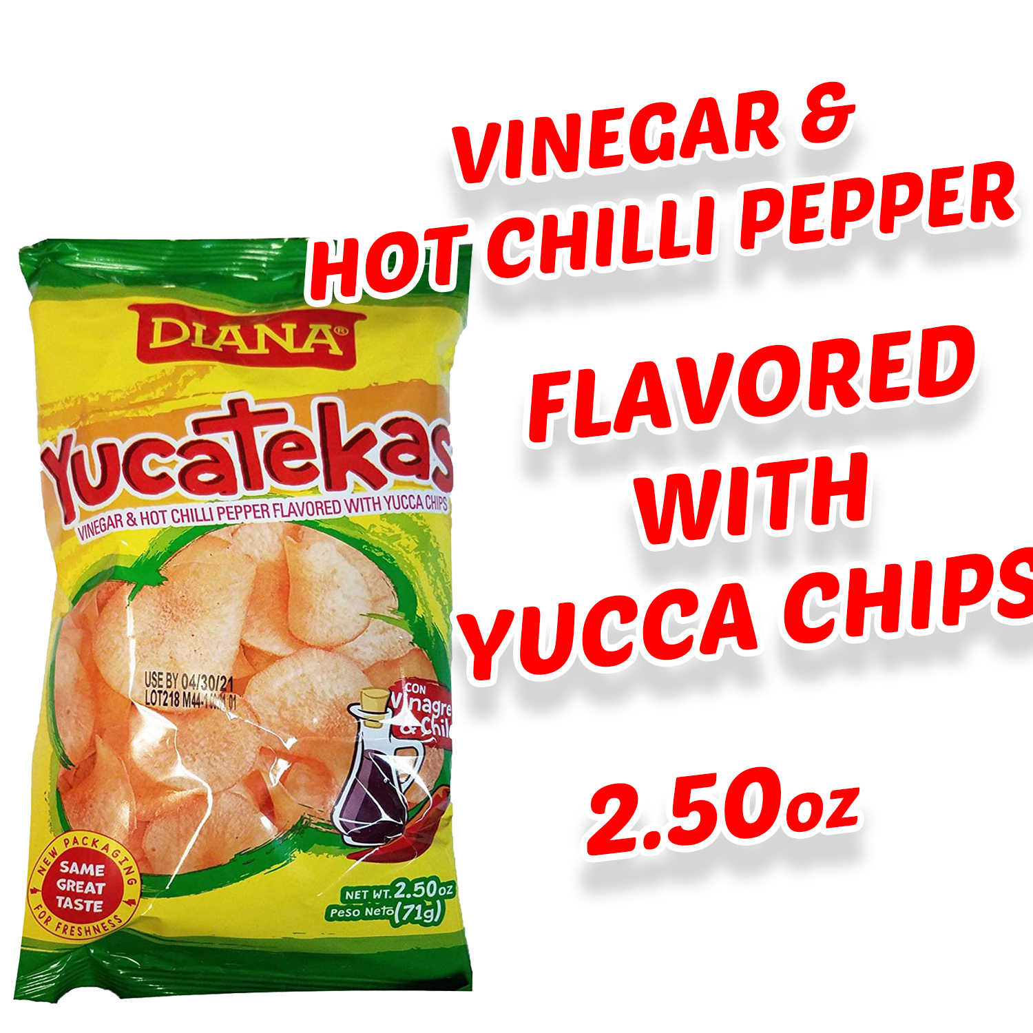 Diana Yucatekas || ( VINEGAR & HOT CHILLI PEPPER FLAVORED WITH YUCCA CHIPS) 2.50 Oz || 71g || same great taste - 1PaysLess