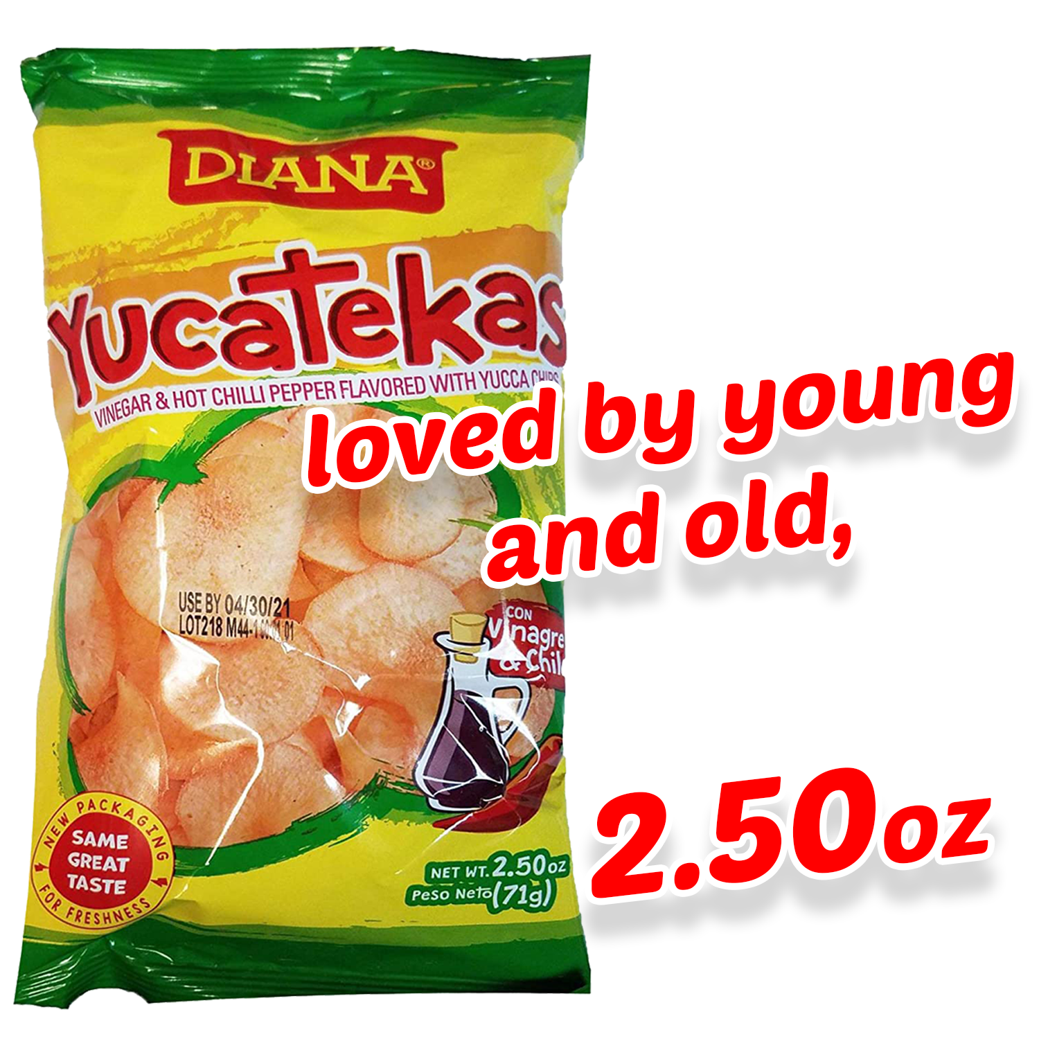 Diana Yucatekas || ( VINEGAR & HOT CHILLI PEPPER FLAVORED WITH YUCCA CHIPS) 2.50 Oz || 71g || same great taste - 1PaysLess