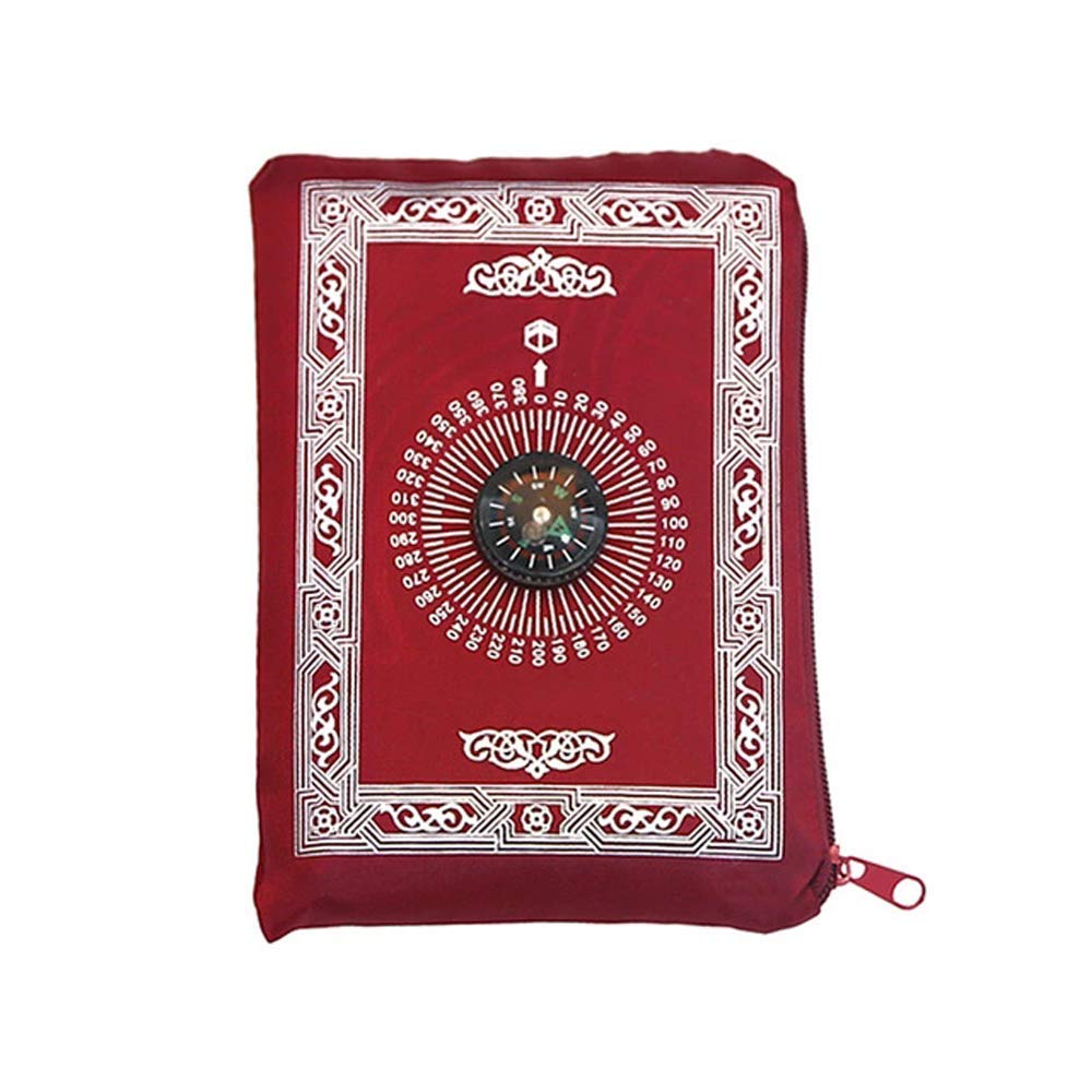 Touch and Learn || Islamic Muslim Rug Travel Prayer || Mat with compass Pocket Sized Carry Bag Cover 4x5inch || Mat 60x100cm