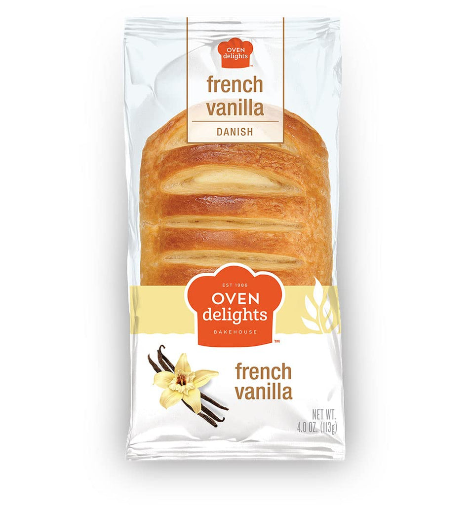 Oven Delights French Vanilla Danish Made with heavy cream, sweet condensed milk, and a touch of vanilla. which are perfectly cooked with real fruit and dairy to make our pastries look and taste simply fresher | 4oz