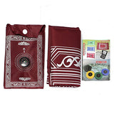 Raza || Islamic Muslim Rug Travel Prayer || Mat with compass Pocket Sized Carry Bag Cover 4x5inch|| Mat 60x100cm