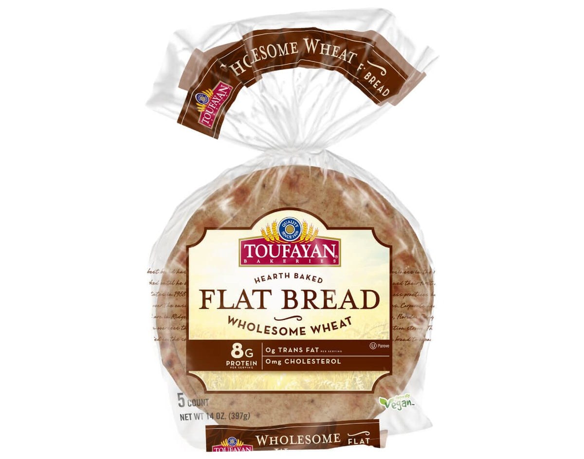 TOUFAYAN Flat Bread – Wholesome Wheat 5 COUNT | NET WT. 14 OZ. (397g)