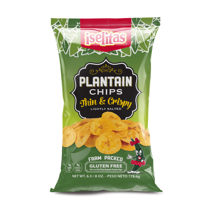 Iselitas Lightly Salted Plantain Chips, Plantain Chips, Plantain Chips Individual Bags, No Added Sugar, Non-GMO Verified, Crunchy Banana Chips, Simply Banana, Gluten Free, Naturally Sweet & Crunchy Chip Snack Packs, 6.3 Ounce Bag