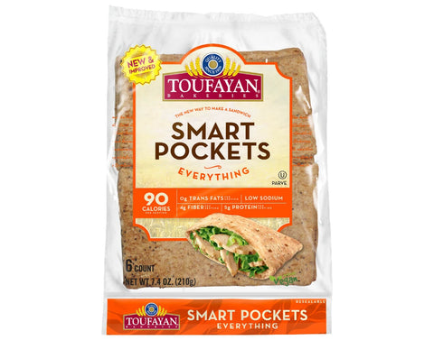 A bag of Toufayan Smart Pockets, flavored with Everything