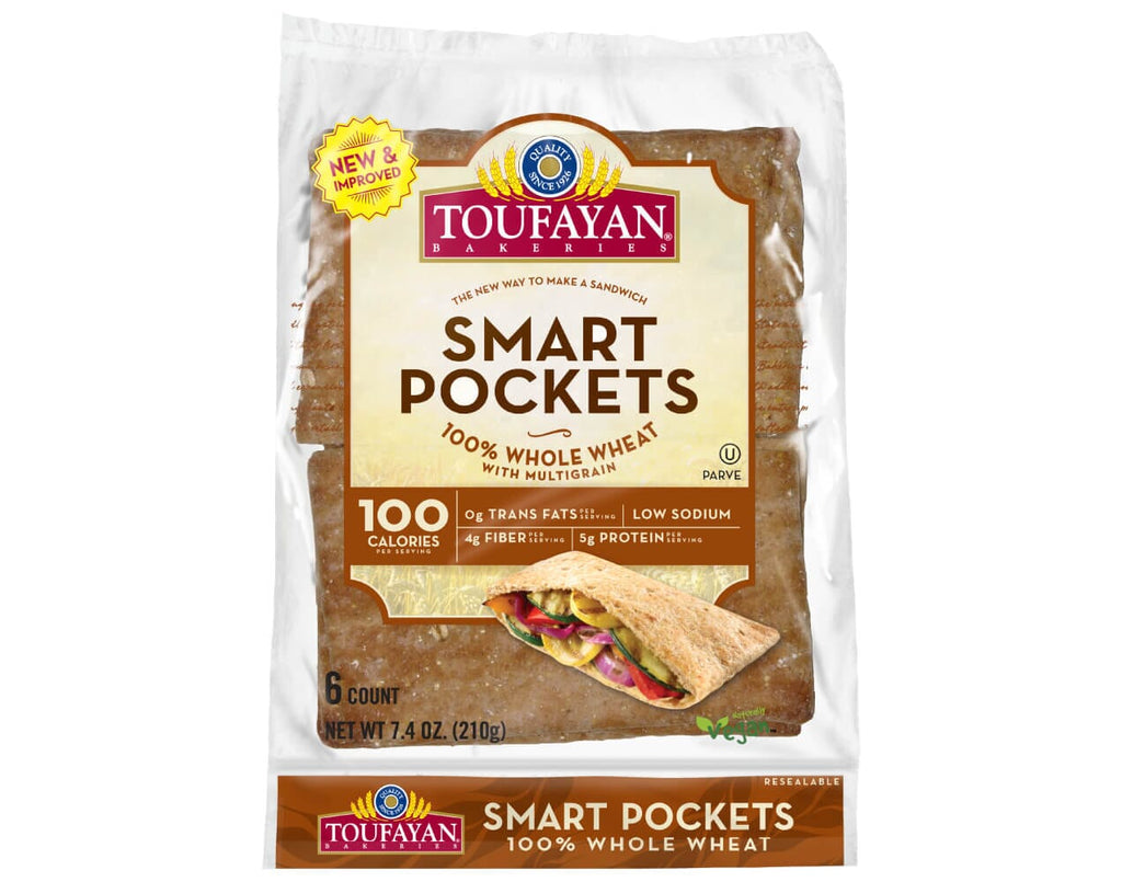Toufayan Smart Pockets – Whole Wheat 6 COUNT | NET WT. 7.4 OZ. (210g)