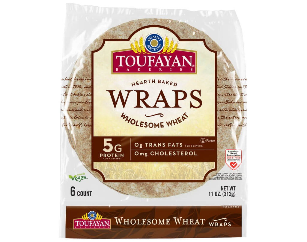 Toufayan Wraps – Wholesome Wheat 6 COUNT | NET WT. 11 OZ. (312g)