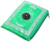 Cielplus Islamic Prayer Mat with Compass Pocket Sized 4x5inch Green Color