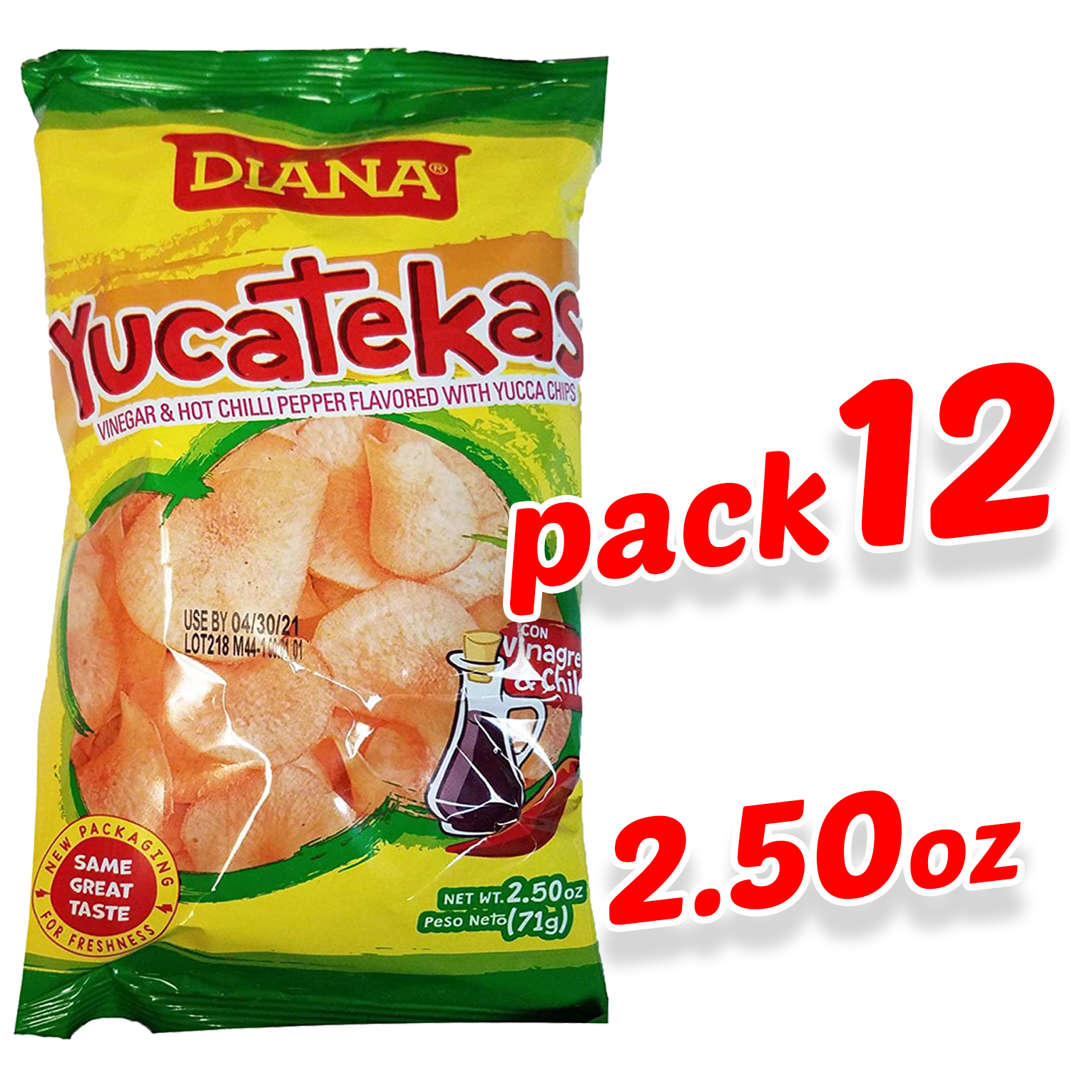 Diana Yucatekas || ( VINEGAR & HOT CHILLI PEPPER FLAVORED WITH YUCCA CHIPS) 2.50 Oz || 71g || same great taste - 1PaysLess