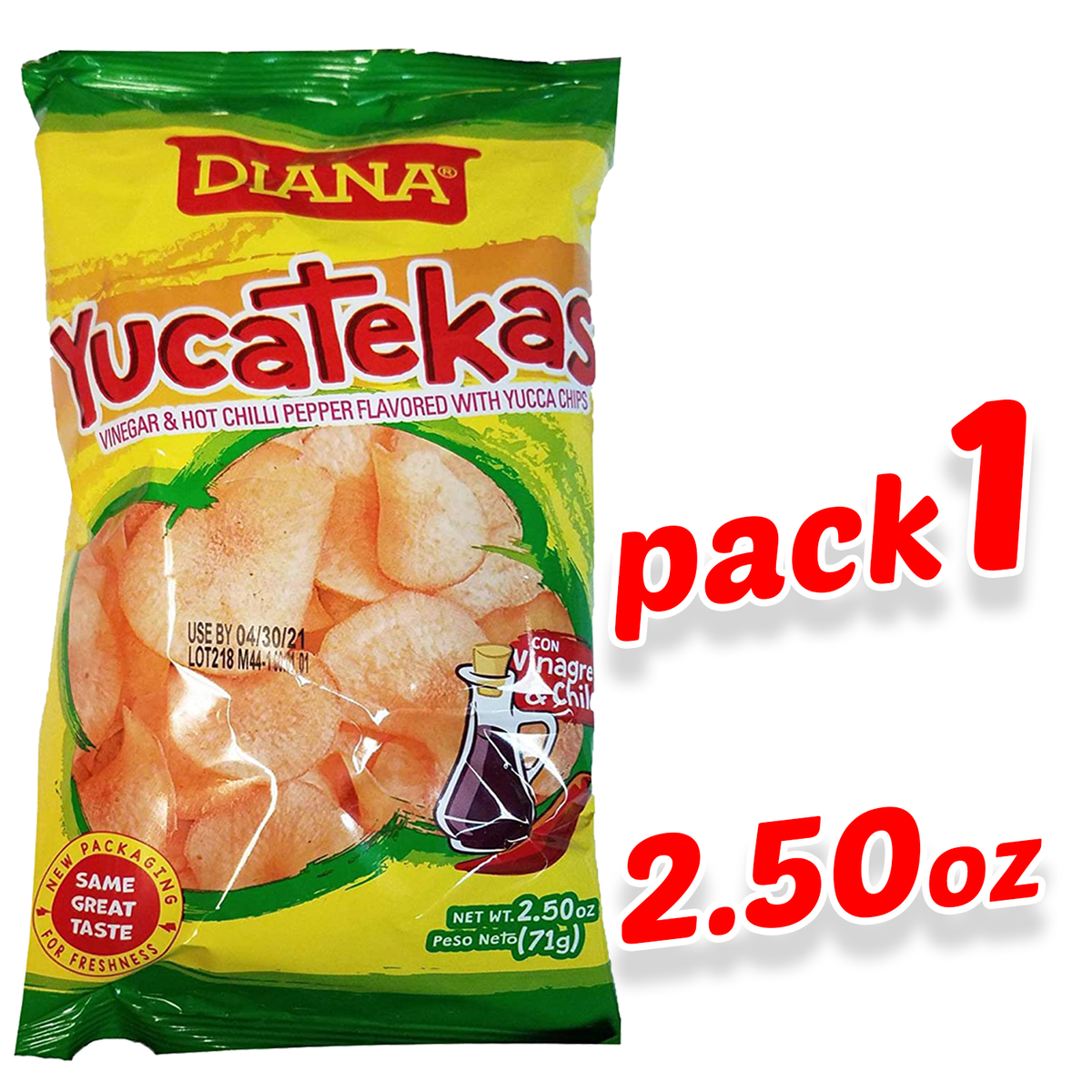 Diana Yucatekas || ( VINEGAR & HOT CHILLI PEPPER FLAVORED WITH YUCCA CHIPS) 2.50 Oz || 71g || same great taste - 1PaysLess