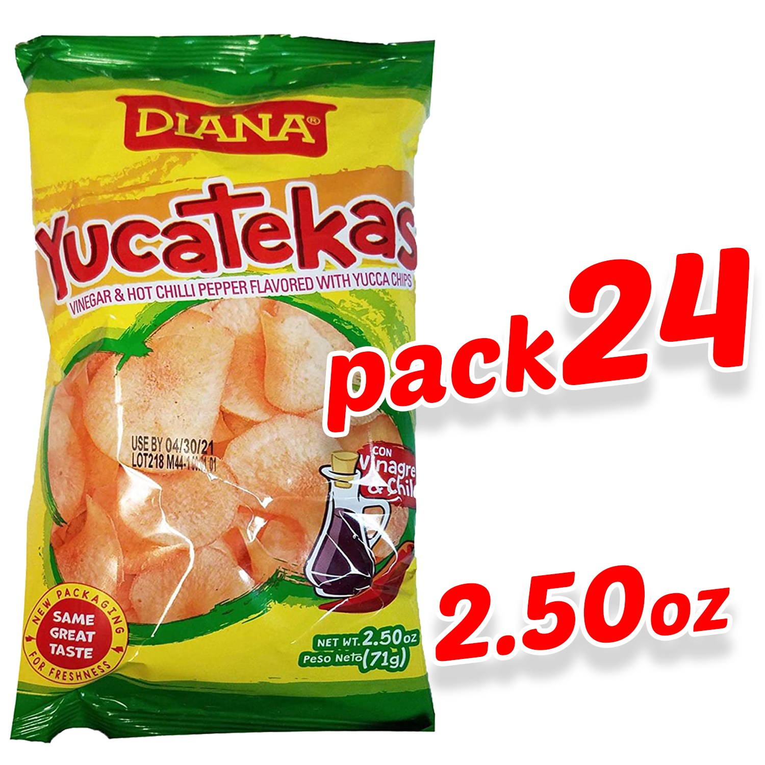 Diana Yucatekas || ( VINEGAR & HOT CHILLI PEPPER FLAVORED WITH YUCCA CHIPS) 2.50 Oz || 71g || same great taste - 1PaysLess