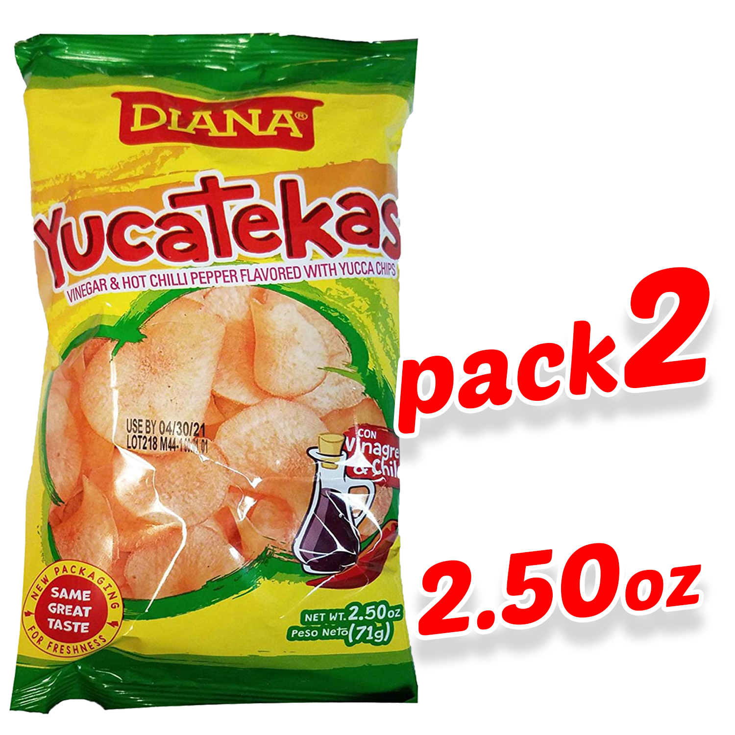 Diana Yucatekas || ( VINEGAR & HOT CHILLI PEPPER FLAVORED WITH YUCCA CHIPS) 2.50 Oz || 71g || same great taste - 1PaysLess