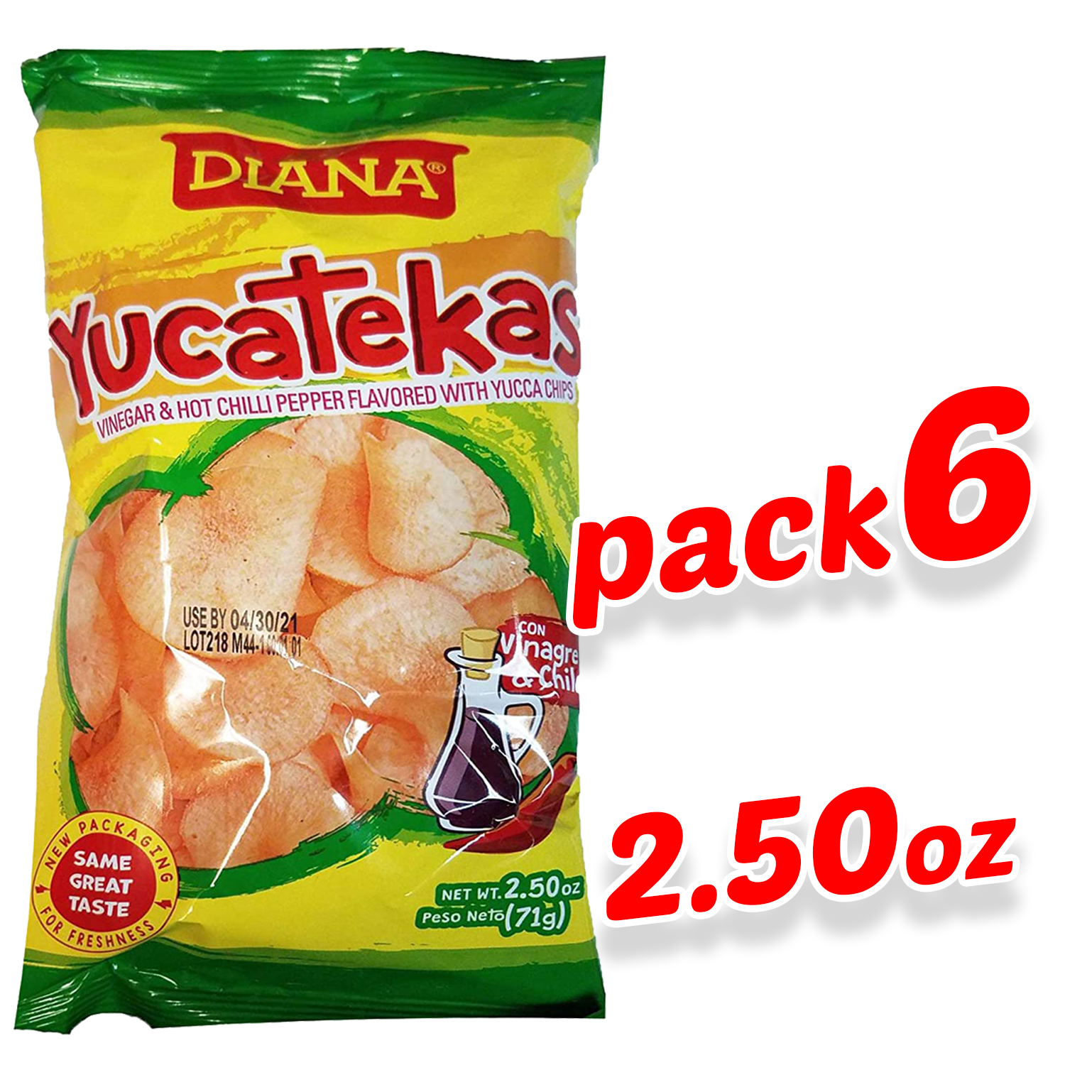 Diana Yucatekas || ( VINEGAR & HOT CHILLI PEPPER FLAVORED WITH YUCCA CHIPS) 2.50 Oz || 71g || same great taste - 1PaysLess